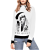 RED QUEEN ELENA CRESENT HIGH NECK PULLOVER WHITE HOODIE FOR WOMEN