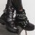 Women Punk Motorcycle Boots Metal Chain Platform Square Heel Trend Cool Shoes Fashion Footwear