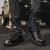 Men’s Street Style Boots Metal Buckle Outdoor Ankle Shoes Men Fashion Punk Chunky Boot Size 37-46